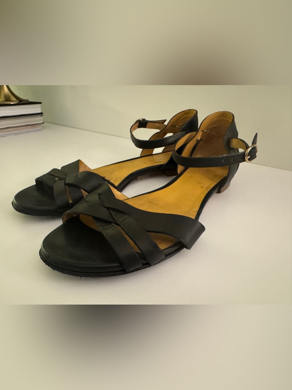 Sézane Black Leather Cross-Strap Sandals - Picture 3 of 10